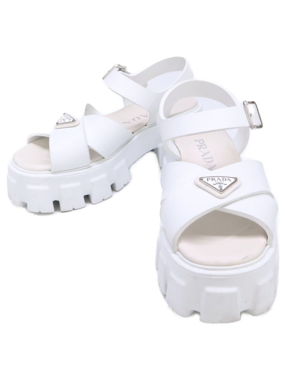 Prada Triangle Logo Monolith Rubber Sandals